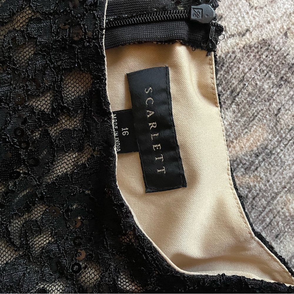 Scarlett Black Lace Overlay Dress Size 16